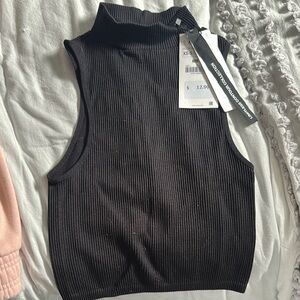 Black Ribbed Sleeveless Top
